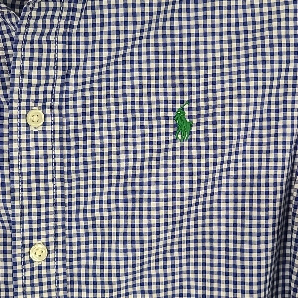 RALPH LAUREN Boy's Blue/White Button-Down Long Sleeve Shirt, size L (14-16)